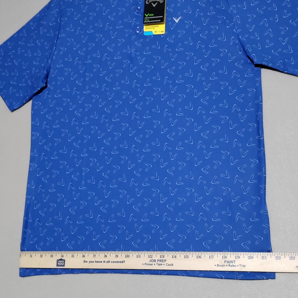 NEW Callaway Golf Polo Shirt Mens Medium All Over Chevron Print Galaxy Blue $70 - Picture 10 of 15